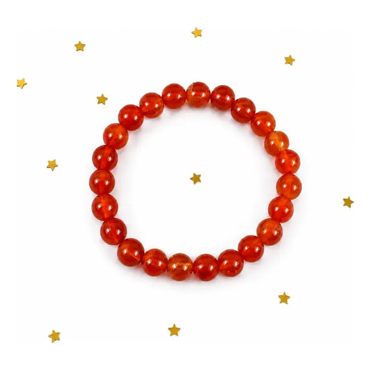 Pulsera De Piedras 100% Naturales 8 Mm. Pulida Elástica Cornalina Elástica 8 Cm 20 Cm