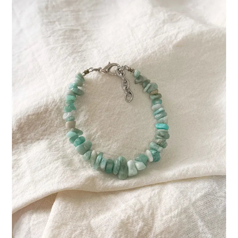 Pulsera Piedras Naturales Amazonita Calma Y Protección Amazonita 8 Cm 19 Cm