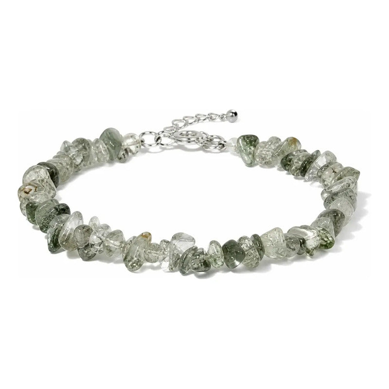 Pulsera Piedras Naturales Ágata Musgo - Conexión Cuarzo Musgo 45.72 Cm 18 Cm