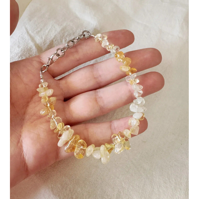 Pulsera De Piedras Naturales Citrino - Prosperidad 18 Cm. Citrino 8 Cm 21 Cm