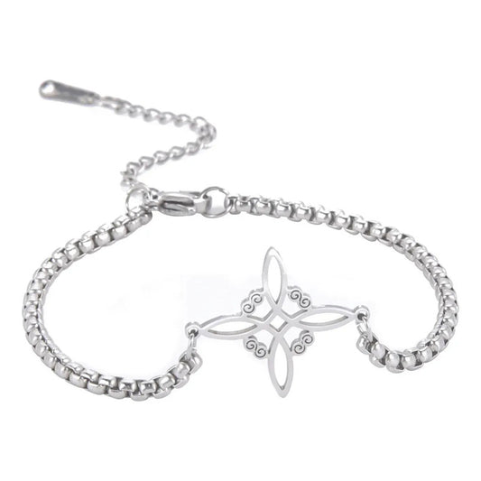 Pulsera Amuleto De Acero Quirúrgico Y Símbolo Nudo De Bruja Modelo 3 8 Cm 22 Cm