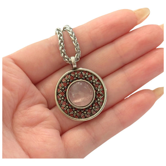 Collar Mandala Con Piedras Naturales Y Cadena De Acero