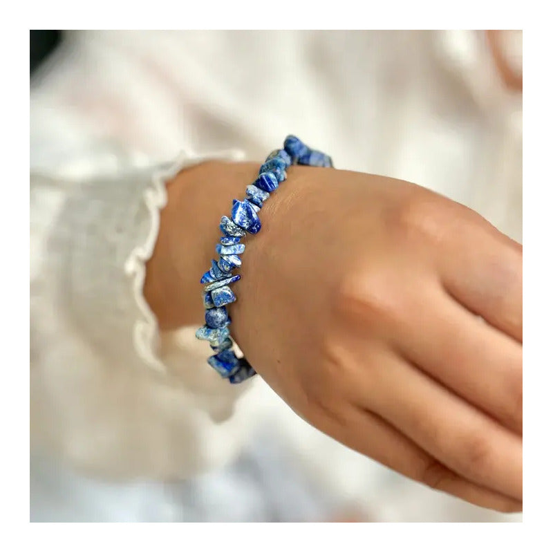 Pulsera Lapislázuli Natural Elástica - Comunicación Lapis Lazuli 8 Cm 19 Cm