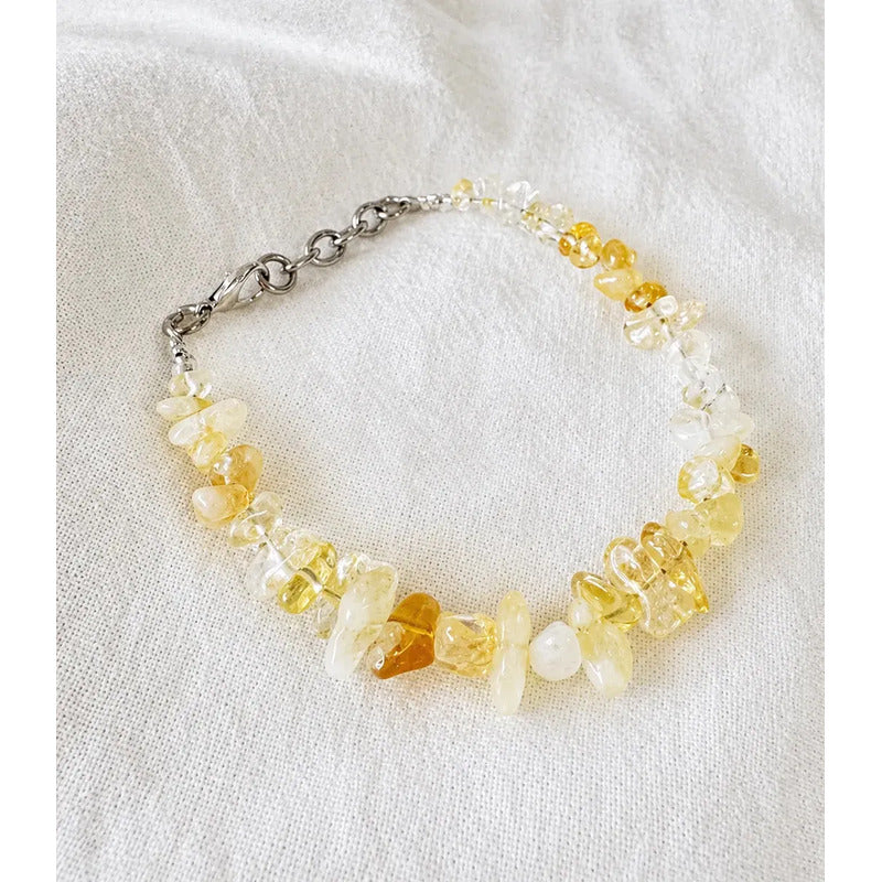 Pulsera De Piedras Naturales Citrino - Prosperidad 18 Cm. Citrino 8 Cm 21 Cm