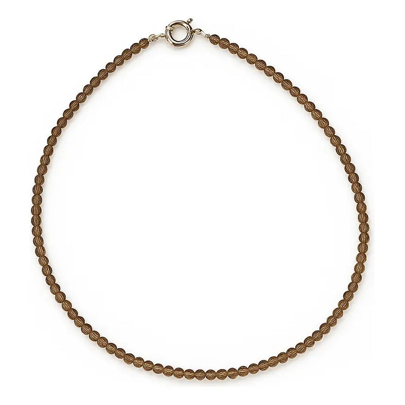 Collar Choker Mini Cuentas Piedras Naturales Delicado 40 Cm Cuarzo Ahumado Premium