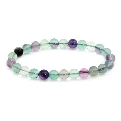 Pulsera Piedras Naturales Fluorita Arcoiris Elástica Fluorita 17.78 Cm 18 Cm