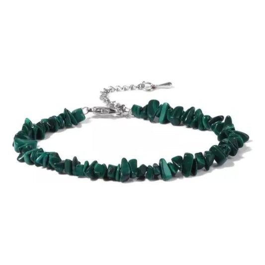 Pulsera Regulable Piedras Naturales Malaquita - Protectora Malaquita 20 Cm