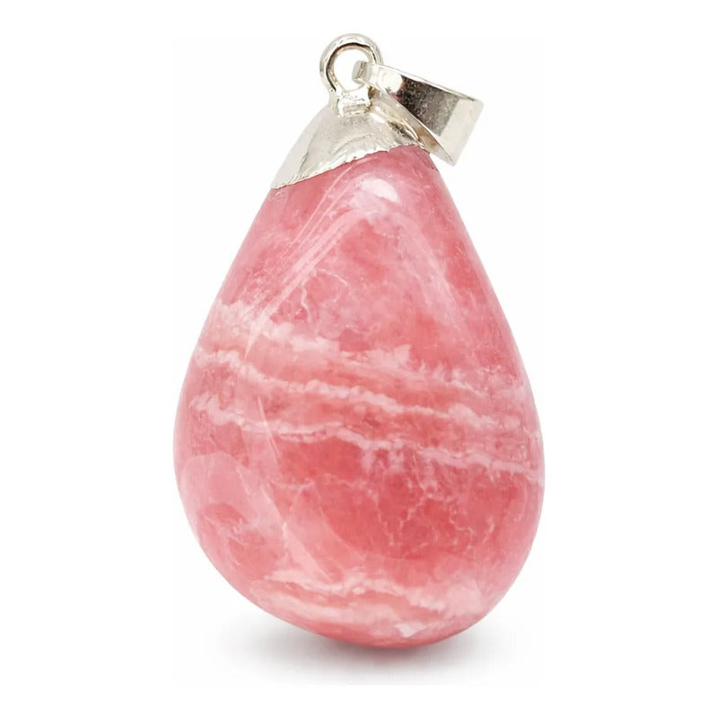 Dije De Piedra Natural Rolado Mediano Con Engarce Sin Cadena Rodocrosita