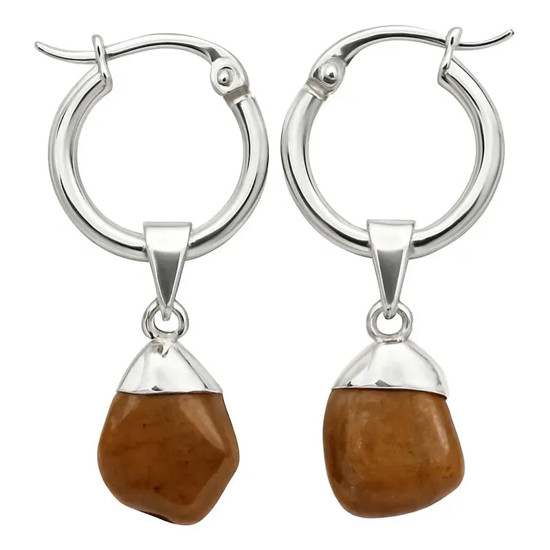Aros Colgantes Jaspe Rojo Piedra Natural Jaspe Rojo