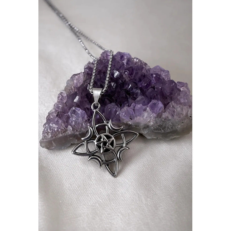 Collar Nudo De Bruja Triskel + Cadena De Acero Quirúrgico Nudo Triskel 2