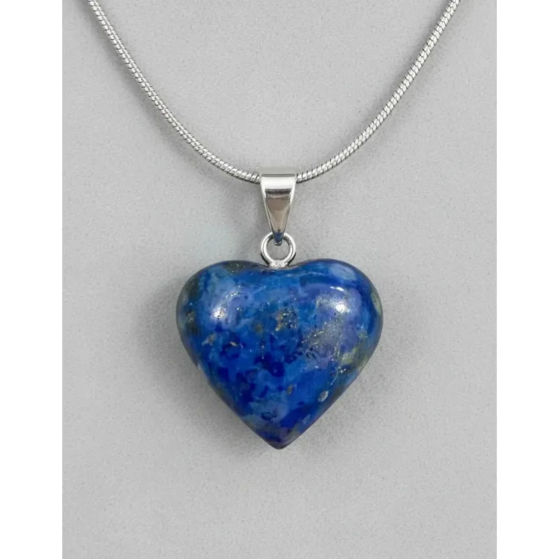 Collar Lapislázuli Natural En Corazón Premium - Sabiduría. Corazón Lapislázuli