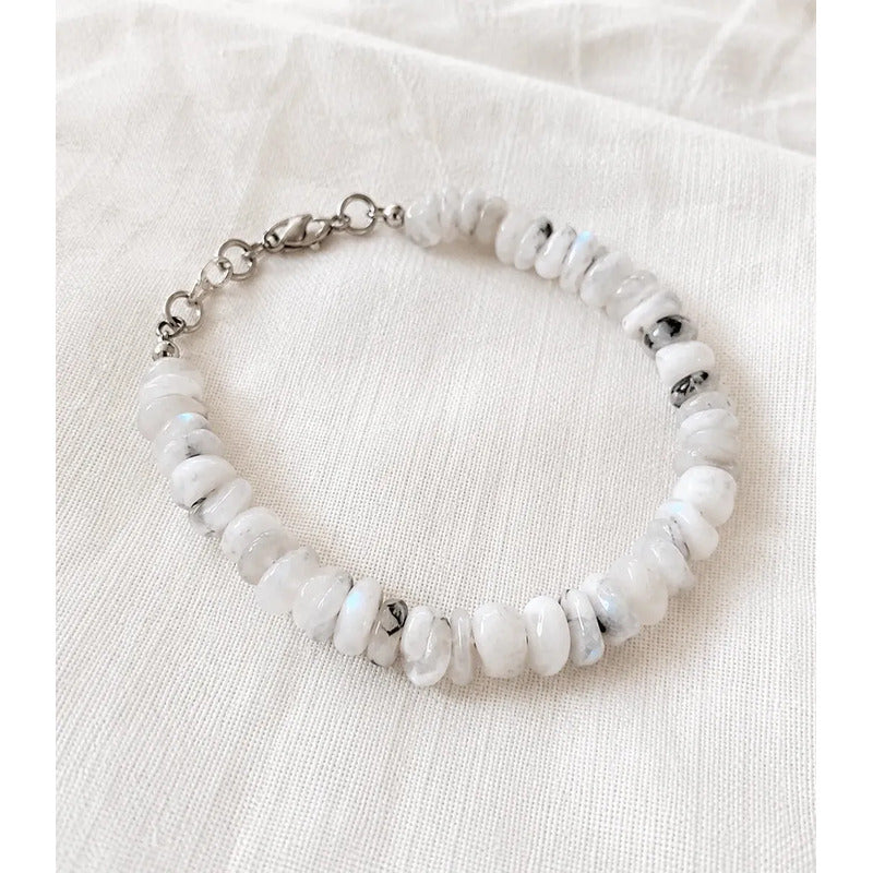 Pulsera De Piedras Naturales Piedra Luna Real Adularia Adularia 19 Cm