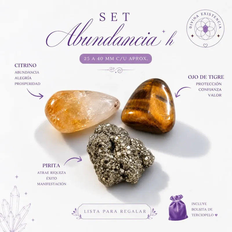 Set De Cristales Naturales · Piedras Sanación · Regalo Set De Cristales Abundancia Dinero