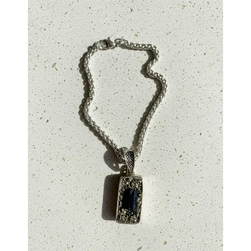 Pulsera Amuleto Mariposa Con Turmalina Y Pirita - Protección Rectángulo Turmalina Y Pirita 8 Cm 20 Cm