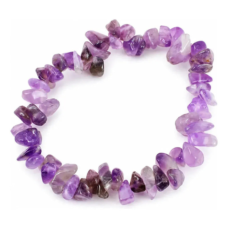 Pulsera Piedras Naturales Amatista Elástica - Transmutación Amatista Elástica 18 Cm 20 Cm