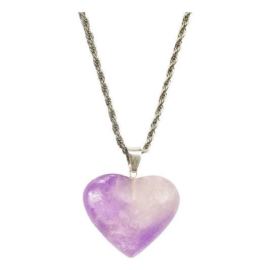 Collar Amor Corazón De Cristales Piedras Auténticas + Cadena