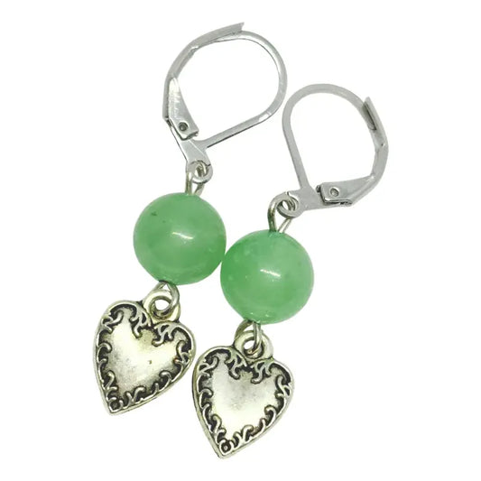 Par Aros Colgantes De Cuarzo Verde - Armonía Y Prosperidad Armonía - Cuarzo Verde